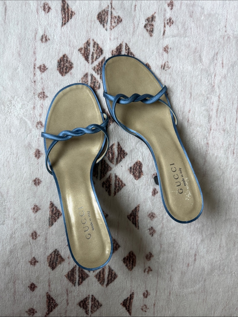 Gucci Blue Braided-Strap Slide Sandals for Women